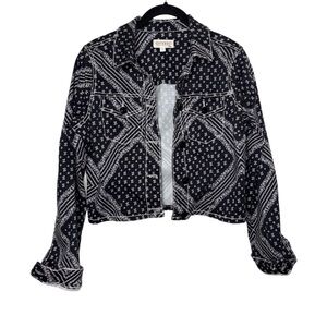 Shyanne Women's Bandana Print Relaxed Cropped Jacket size Small Country Western